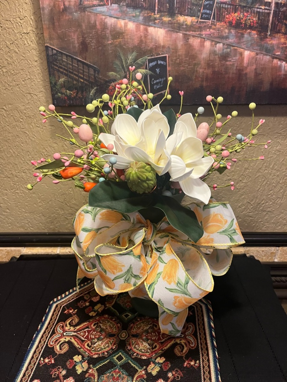 Floral Magnolia & Spring Berry Arrangement with Yellow Ribbon - Home Accents - Picture 9 of 12